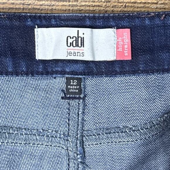Cabi 3750 Tuxedo High Rise Straight Leg Blue Jeans Size 12 - Picture 7 of 10